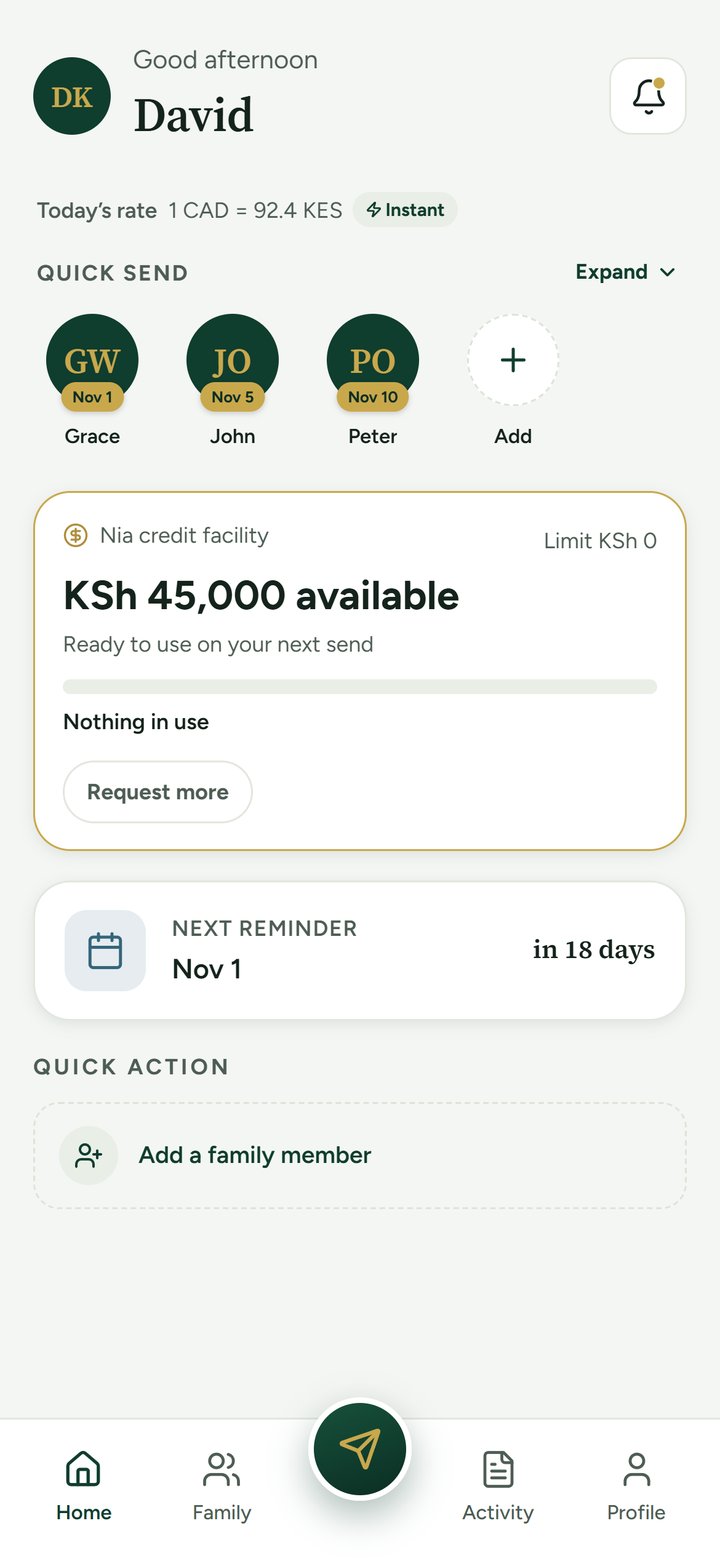 Home: the next reminder and a shortcut to add a family member